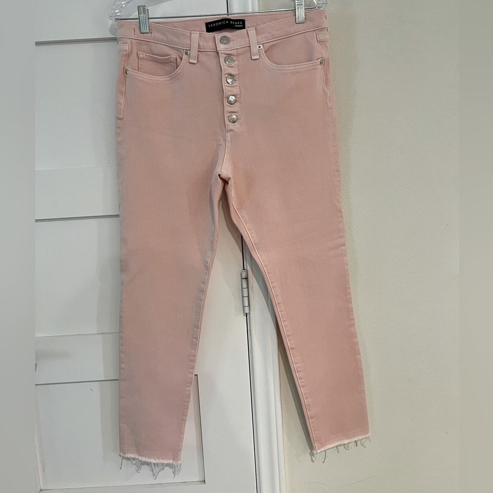 Veronica Beard- Pink Fray Skinny Denim Jeans- Size 31- NWOT